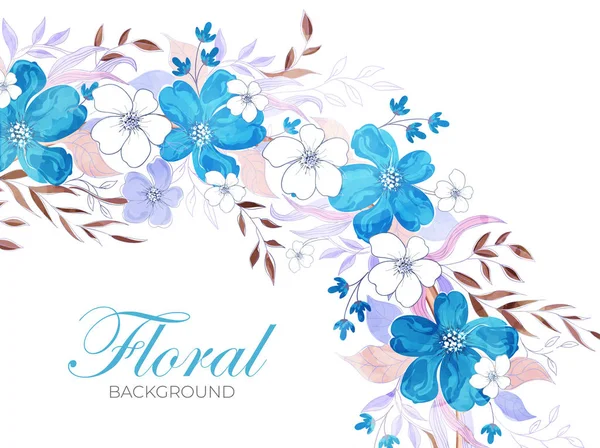 Fundo branco floral decorado com flores e folhas de cereja — Vetor de Stock