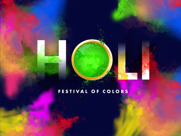 Testo Holi con vista dall'alto Fango pieno di polvere (Gulal) e colore — Vettoriale Stock