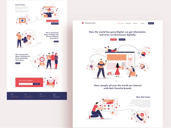 Conception de modèle d'interface utilisateur Web avec des gens d'affaires travaillant dans différents — Image vectorielle