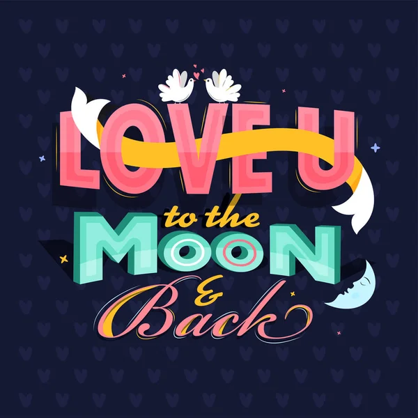 Miłość Inspirujące cytaty jako miłość U na Księżyc i z powrotem Tekst z — Wektor stockowy