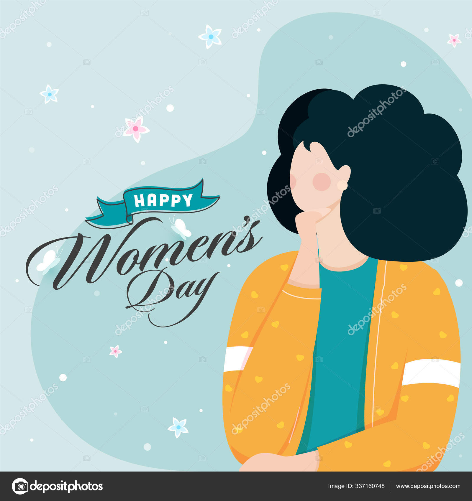 Happy Women's Day Poster Design with Cartoon Young Girl Characte Stock  Vector Image by ©alliesinteract #337160748