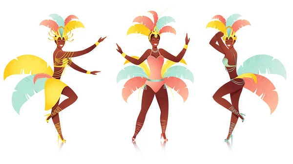 Samba Female Dancer Character on White Background. — ストックベクタ