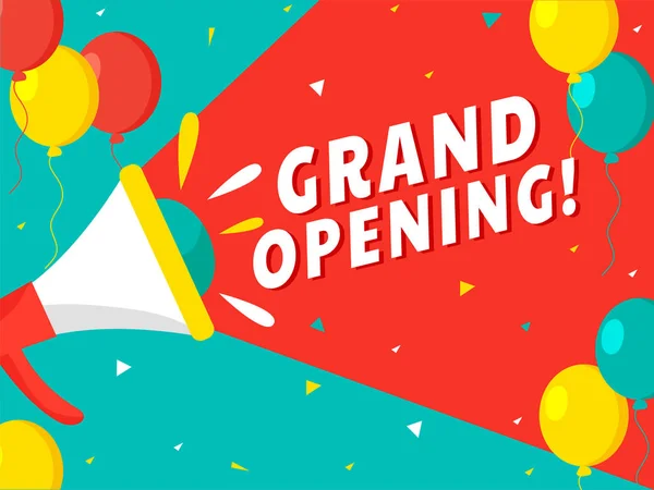 Advertising Grand Opening from Loudspeaker and Balloons Decorate — Stok Vektör