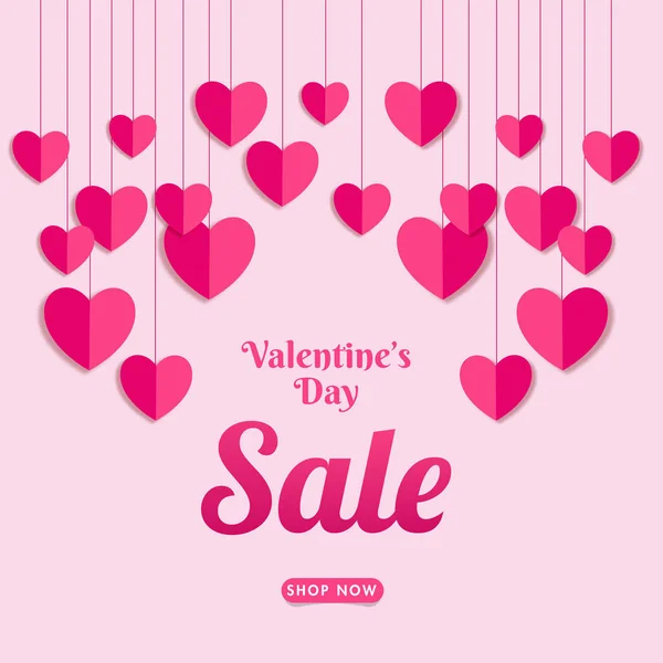 Valentine's Day Sale Poster Design Decorated with Paper Cut Hear — ストックベクタ