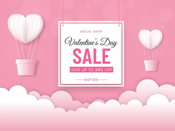 Valentine's Day Sale Poster Design with 50% Discount Offer, Hot — Stok Vektör