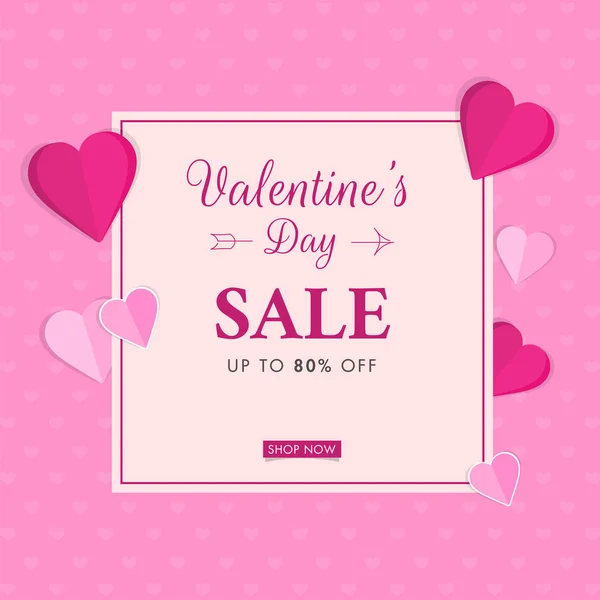 Valentine's Day Sale Poster Design with 80% Discount Offer and P — Stok Vektör