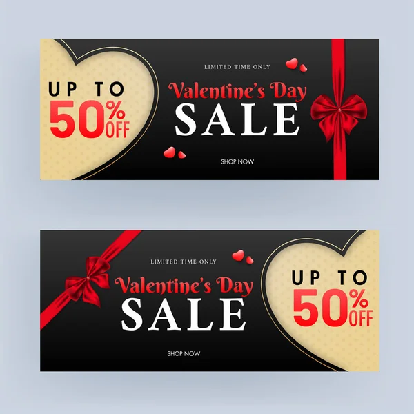 Hasta 50% De descuento para el Día de San Valentín Venta Encabezado o Diseño de Banner C — Vector de stock