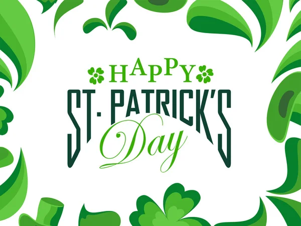 Happy St. Patrick 's Day Font na bílém pozadí zdobené — Stockový vektor