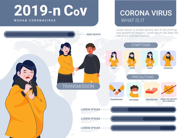 2019-nCoV Wuhan Coronavirus Concept, La donna malata mostra Symp — Vettoriale Stock