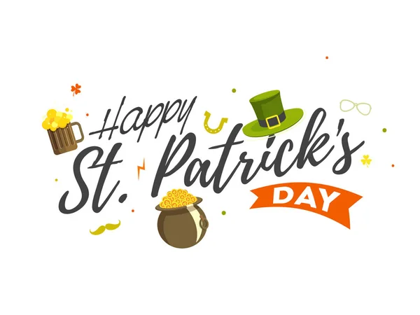 Kaligrafie Happy St. Patrick 's Day Text with Leprechaun Hat, Be — Stockový vektor