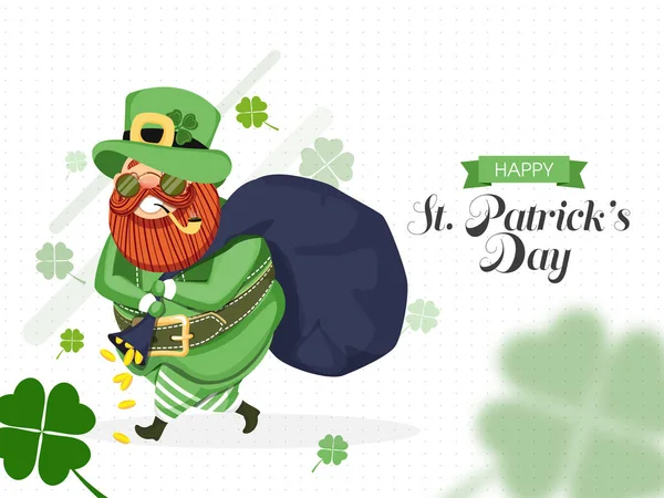 Happy St. Patrick's Day Celebration Concept with Smoker Leprecha — Stock Vector