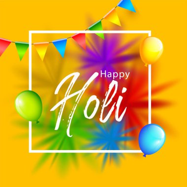 Parlak Balonlu ve Kuru Renkli Mutlu Holi metinleri Ye 'ye sıçradı