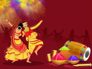 Çift, Holi Festivali 'ni Renkli Kase, Çamur Çömleği, Dho ile Kutluyor