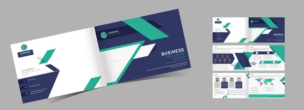 Folleto Bi-Fold de Negocios, Diseño de Informe Anual en Frente y Bac — Vector de stock