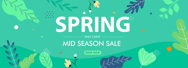 Άνοιξη & Μεσαία Season Sale Header ή Banner Σχεδιασμός με λουλούδια ένα — Διανυσματικό Αρχείο