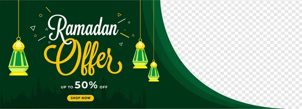 Ramadã Venda cabeçalho ou banner design com 50% oferta de desconto e —  Vetores de Stock