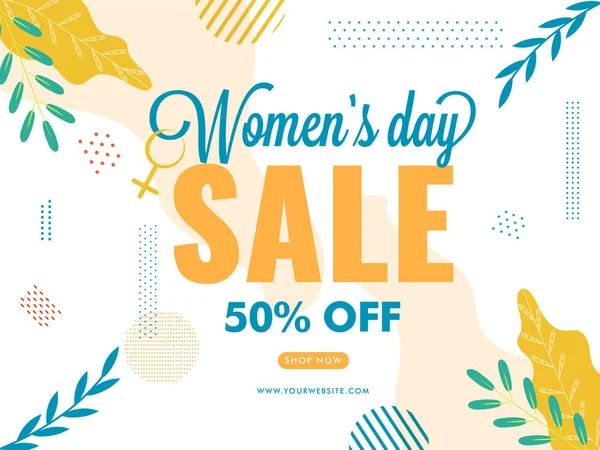 Design plakátů s 50% slevou na den žen a dovolenou — Stockový vektor