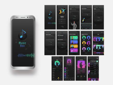 Çoklu Ekranlı veya Yaratıcı Hesap Ekranlı Mobil Ui Müzik Kutusu.