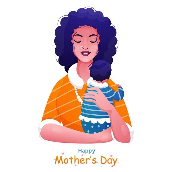Projeto Cartaz Celebração Dia Das Mães Feliz Com Mãe Segurando —  Vetores de Stock
