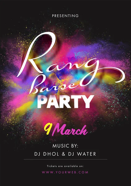 Rang Barse Party Invitation Itation Template Flyer Design Event Details — 图库矢量图片