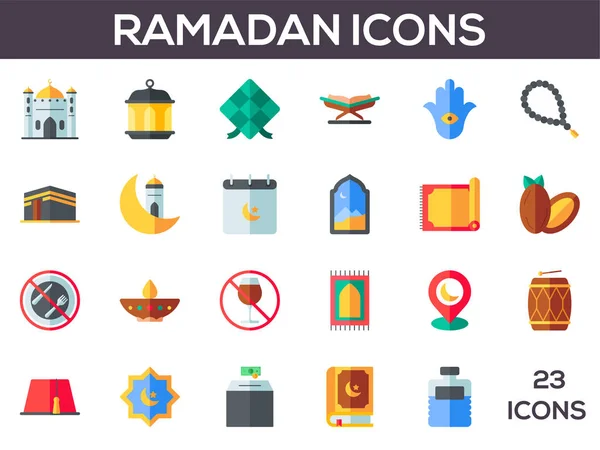 Ilustración Vectorial Coloridos Iconos Ramadan — Vector de stock