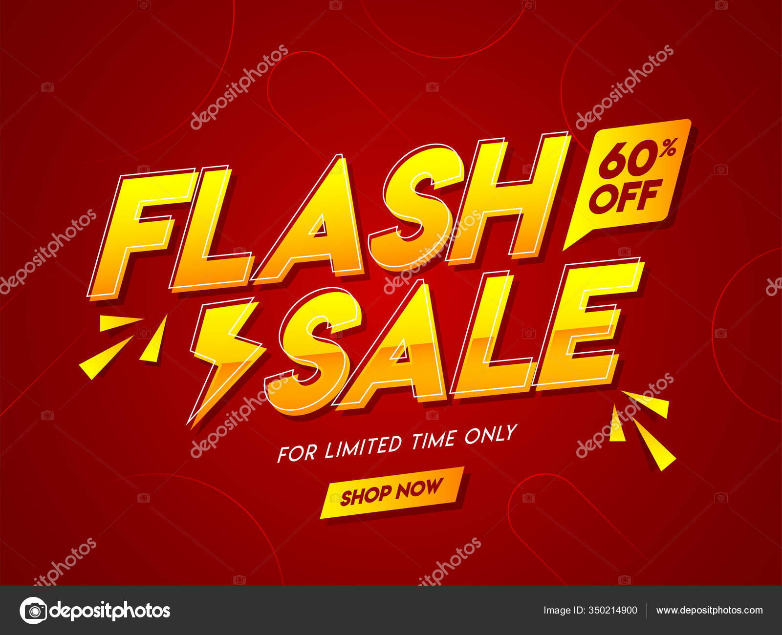 affiche ou bannière de vente au rabais de vente flash avec texte 3d sur  fond jaune, conception de modèle de bannière de vente flash pour les médias  sociaux et le site Web.