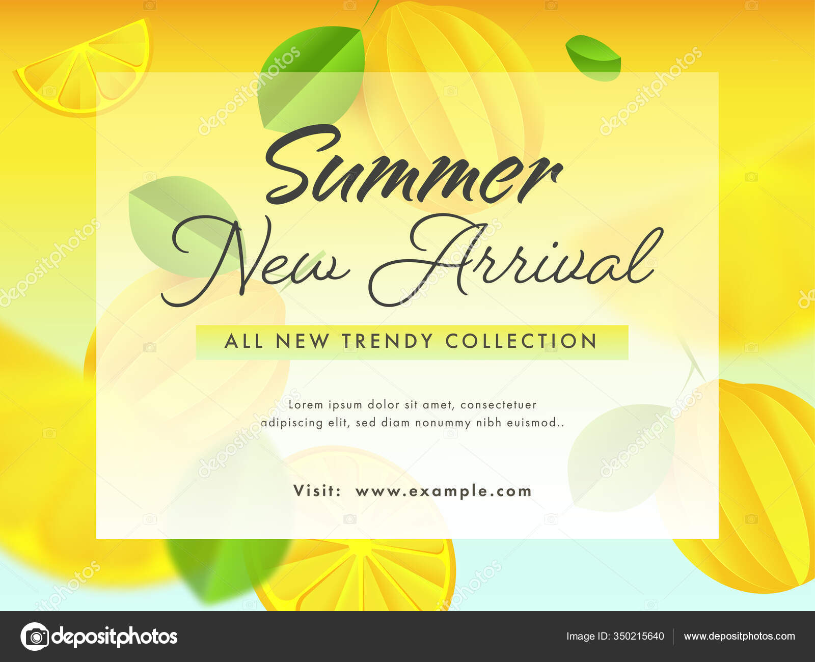 Summer New Arrival Poster Design Lemon Leaves Decorated Background All Stock Vector C Alliesinteract 350215640
