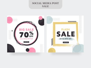 İki Renkli Farklı İndirimli Sosyal Medya Satış Posteri Tasarımı.