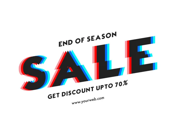 具有70 折扣优惠的Glitch Effect Sale Text White Background End Season Poster — 图库矢量图片