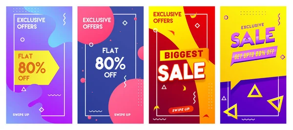 Exclusive Sale Template Flyer Design Set Discount Offer Abstract Background — Stock Vector