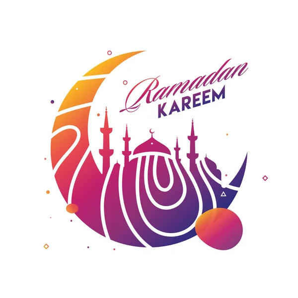 Gradient Crescent Moon Meczetem Białym Tle Dla Ramadan Kareem Celebration — Wektor stockowy