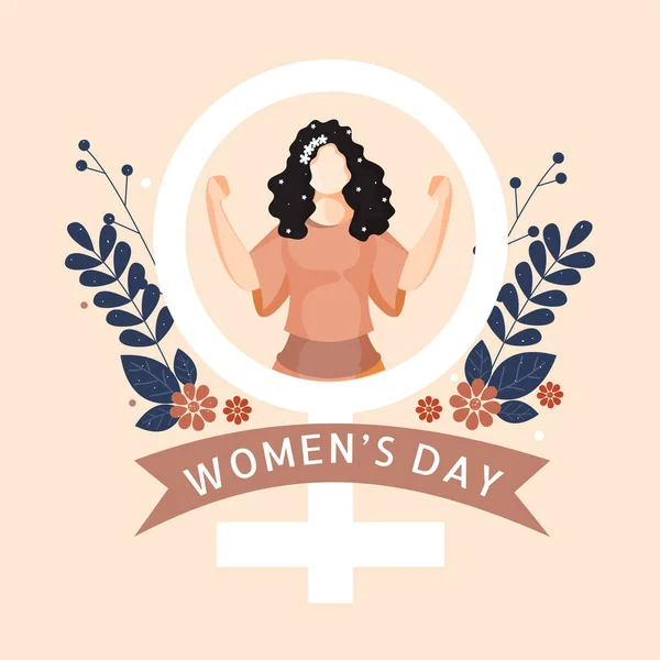 Дизайн Плакату Жіночого Дня Жіночим Гендерним Знаком Безликою Сильною Жінкою — стоковий вектор