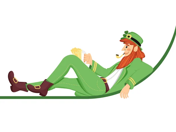 Patricks Day Leprechaun Karaktär — Stock vektor