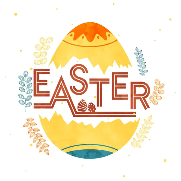 Beyaz Arkaplanda Easter Yazıtipi Egg Yaprak Efekti — Stok Vektör