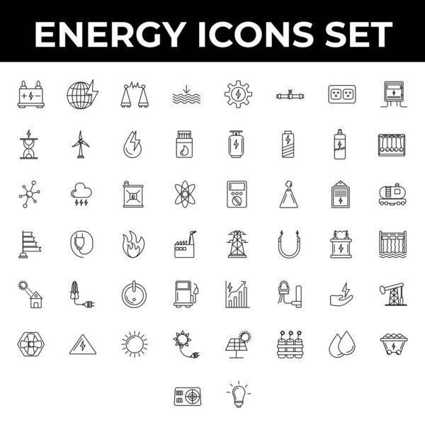 Набор значков энергии черно-белого цвета
.