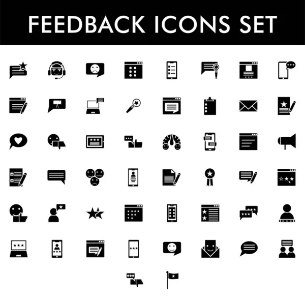 Retroalimentación Icono Glifo Conjunto Estilo Plano — Vector de stock