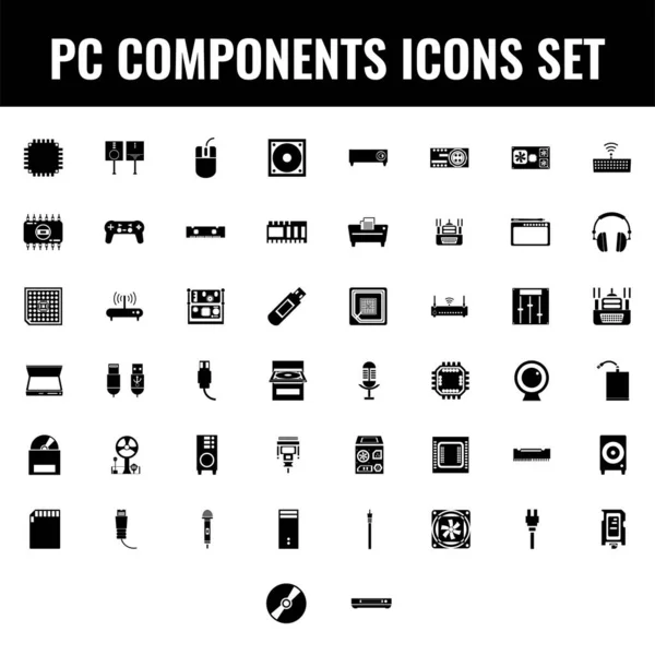 Conjunto Iconos Glifo Componentes — Vector de stock