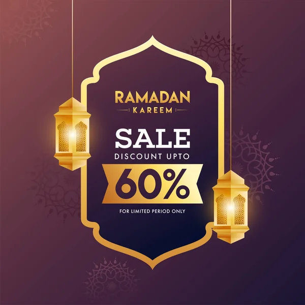 Erbjudande För Ramadan Kareem Försäljning Affisch Design Dekorerad Med Hängande — Stock vektor