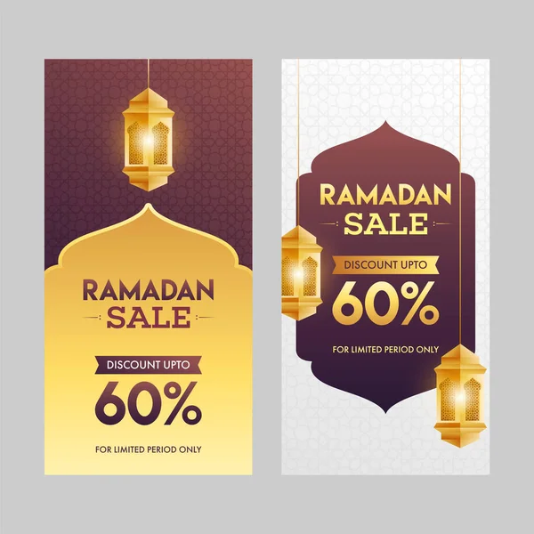 Ramadan Sale Template Flyer Design Έκπτωση Προσφορά Και Κρεμαστά Χρυσά — Διανυσματικό Αρχείο