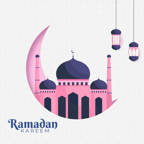 Concept Mois Sacré Islamique Ramadan Kareem Avec Lanternes Suspendues Croissant — Image vectorielle