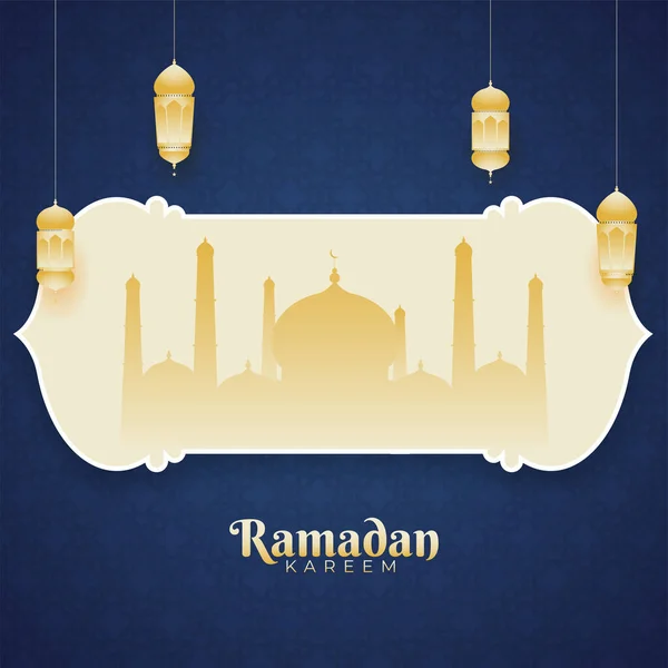 Mois Sacré Islamique Ramadan Kareem Concept Avec Des Lanternes Suspendues — Image vectorielle