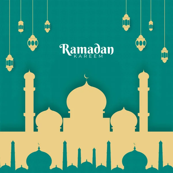 Mois Sacré Islamique Ramadan Kareem Concept Avec Des Lanternes Suspendues — Image vectorielle