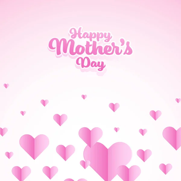 Happy Mothers Day Concept Pink Paper Hearts — Stock Vector