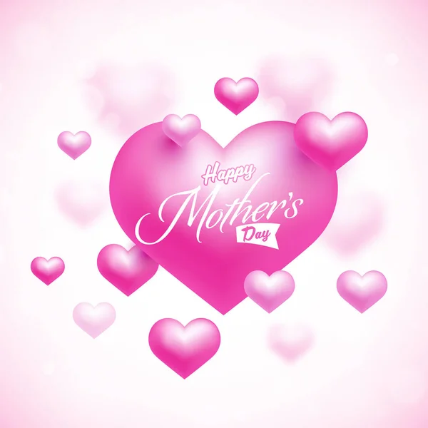 Happy Mother Day Concept Shiny Pink Heart Shapes — Stock Vector