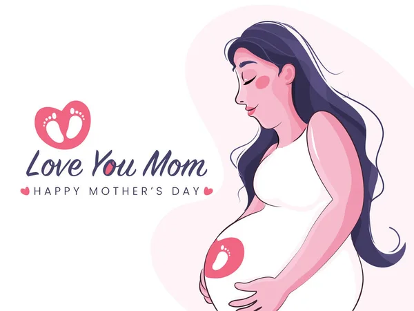 Ilustração Uma Mãe Grávida Texto Love You Mom Conceito Dia —  Vetores de Stock