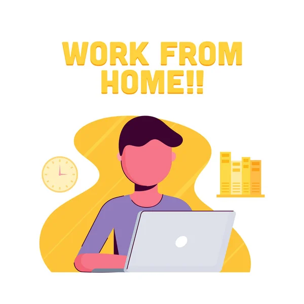 Working Home Quarantine Vector Illustrations Working Home Concept People Home — Stock Vector