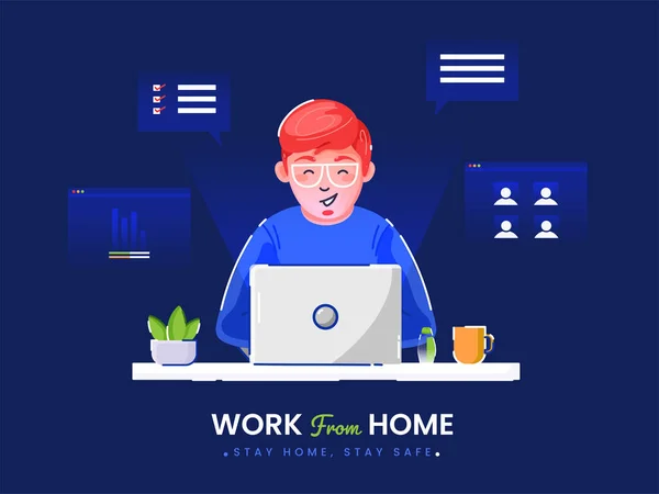 Trabajando Desde Casa Cuarentena Vector Illustrations Working Home Concept Gente — Archivo Imágenes Vectoriales