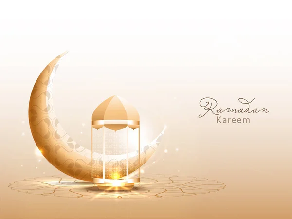 Lanterna Illuminata Mezzaluna Dorata Concetto Mese Sacro Islamico Del Ramadan — Vettoriale Stock