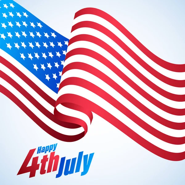 Juli Happy Independence Day Affischdesign Med Usa Wave Flag — Stock vektor