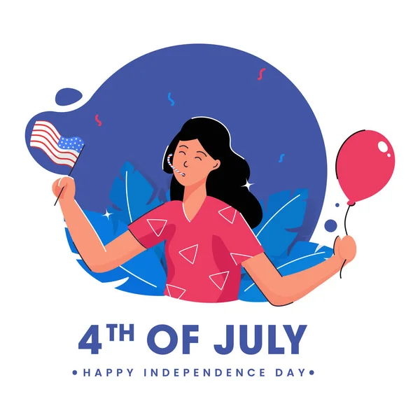 Juli Happy Independence Day Poster Design Mit Einem Jungen Mädchen — Stockvektor